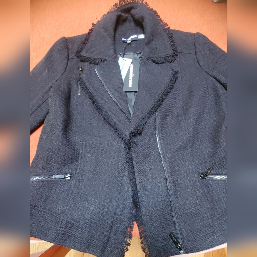 Karl Lagerfeld Black Fringed Blazer brand new with tags